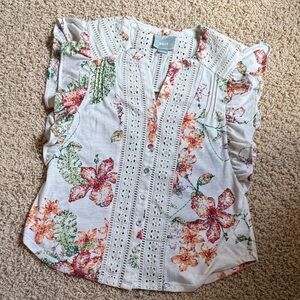Maeve Floral Blouse with Lace Detail XS